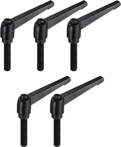 Miniatura 16 de uxcell 5 piezas de manija de palanca de sujeción ajustable M5 x 1.969 in de óxido negro métrico de acero al carbono macho roscado perillas de mano