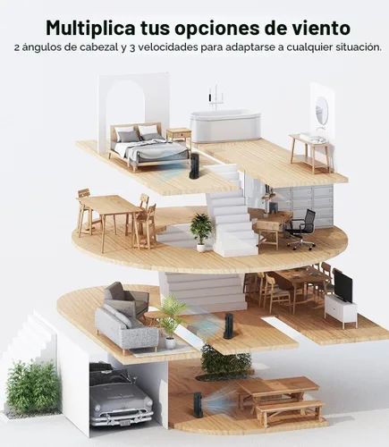 Miniatura 6 de Ventiladores de torre personales de refrigeración que soplan aire frío, ventilador de escritorio pequeño de pie con 3 velocidades y temporizador