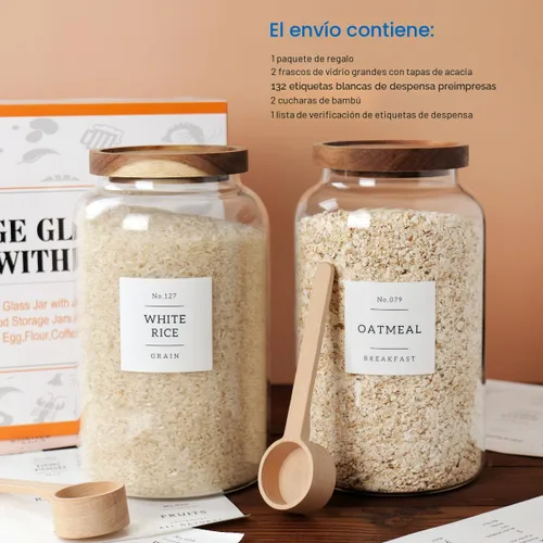 Miniatura 5 de CZSZYGHBAO 2 piezas de tarro grande de vidrio con tapa hermética, tarros de vidrio para almacenamiento de alimentos para té, especias, cereal, 94.7