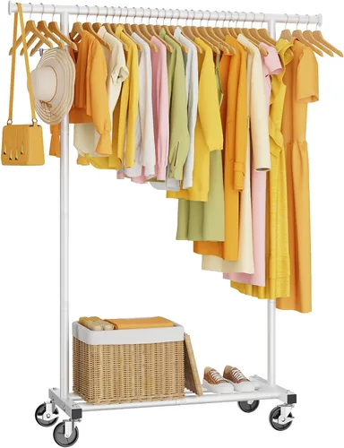 Miniatura 9 de HYSEYY Perchero de Ropa, Perchero de Ropa para Colgar Ropa, Perchero Rodante Resistente Perchero de Abrigos Portátil Perchero de Armario de Metal