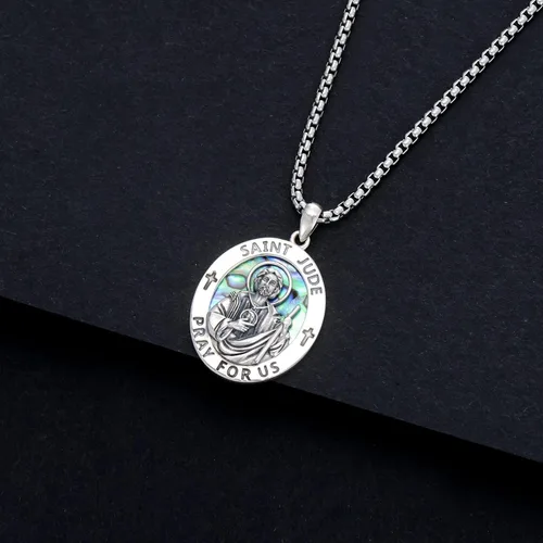 Miniatura 104 de CEKAMA - Collar de plata de ley 925 con dije de amuleto para hombres y mujeres, con cadena de 0.098 in, 22 pulgadas + 2 pulgadas