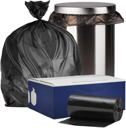 Plasticplace Bolsas de basura de 12-16 galones │ 8 micrones │ Forros negros de alta densidad │ 24 x 33 pulgadas (1000 unidades)