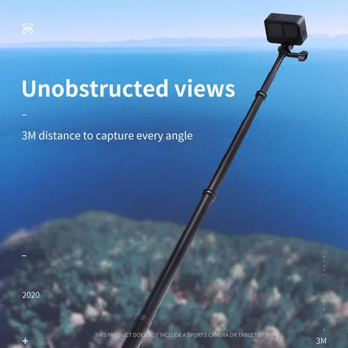 Miniatura 2 de TELESIN Poste largo para selfie stick invisible 3M/118 pulgadas fibra de carbono monopie para DJI Action 6 5 Pro 4 3 Osmo Nano 360 Pocket 4 3 GoPro