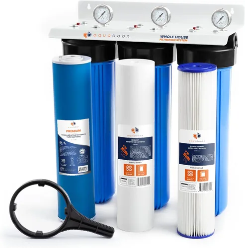 Miniatura 12 de Aquaboon Sistema de filtro de agua de 3 etapas para toda la casa, filtros de polipropileno y sedimentos para heridas de cuerda para agua de pozo