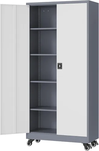 Miniatura 18 de Fesbos Armario de almacenamiento de metal, archivadores de acero de 36 pulgadas de alto con puertas con cerradura y estantes ajustables, gabinete