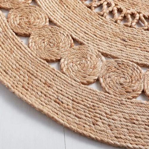 Miniatura 4 de SAFAVIEH NFB264A - Alfombra ovalada de 6 x 9 pies, natural, hecha a mano, estilo bohemio, casa de campo de yute, ideal para zonas de alto tráfico