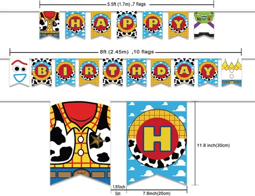 Miniatura 2 de Toy Story - Cartel de cumpleaños para niños, cartel inspirado en historias para decoraciones y suministros de fiesta, telón de fondo para interiores