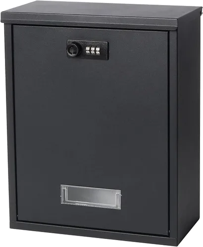 Miniatura 11 de Decaller Buzón montado en la pared con cerradura de llave, buzón de metal a prueba de óxido para exteriores, 15.2 x 10.1 x 3.3 pulgadas, 006 negro