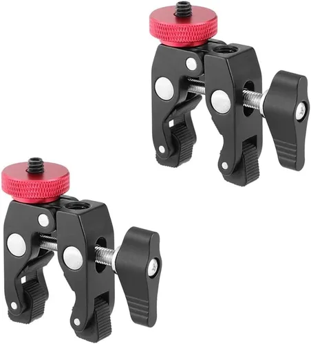 Miniatura 7 de Soporte de abrazadera de cangrejo con adaptador de tornillo de 1/4 "para trípode de cámara de luz flash de estudio (negro)