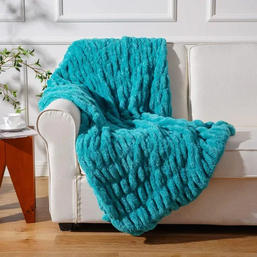 Miniatura 10 de Manta de piel sintética súper suave, manta de felpa acogedora de lujo real para sofá, cama, silla, manta reversible de terciopelo de piel sintética