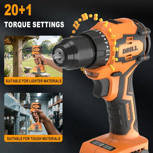 Miniatura 7 de Kit combinado de destornillador de impacto inalámbrico y taladro (solo herramienta) compatible con batería Dewalt de 20V Max, hasta 2300 in-lbs