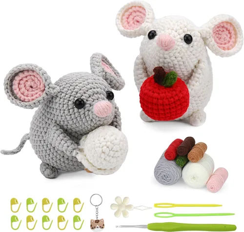 Miniatura 10 de Kogyxe Kit de Ganchillo para Principiantes, Kits de Inicio de Ganchillo Amigurumi con Tutoriales en Video Paso a Paso, Paquete de Inicio de Tejido
