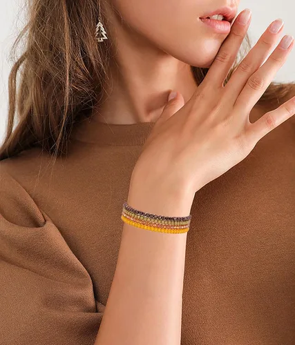 Miniatura 4 de 24 pulseras bohemias con cuentas para mujer, multicapa, versátiles, apilables, brillantes, de cristal, elásticas, pulseras