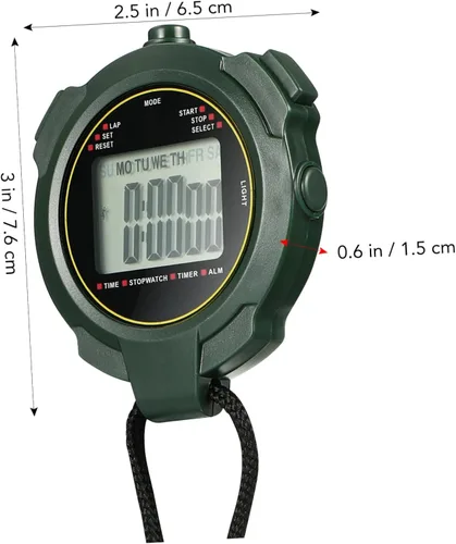 Miniatura 2 de Alasum Cronómetro deportivo digital portátil con fecha multifunción para entrenamiento de fitness y uso de gimnasio y fácil operación