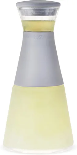 HOST Recipientes de vidrio FREEZE para refrigerador, botellas de jugo de vidrio con tapas, jarra de agua de vidrio con gel refrigerante, 27 onzas,