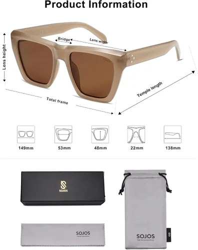 Miniatura 5 de SOJOS Fashion Oversized Square Cat Eye Polarized Sunglasses for Women Trendy Cateye Style Womens Sunglasses SJ2179