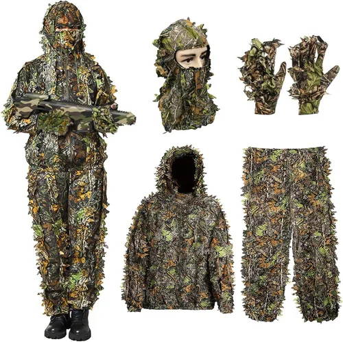 Miniatura 10 de Traje Ghillie, traje de camuflaje frondoso 3D, ropa de camuflaje de caza, ropa de bosque para caza, Airsoft, fotografía de vida silvestre