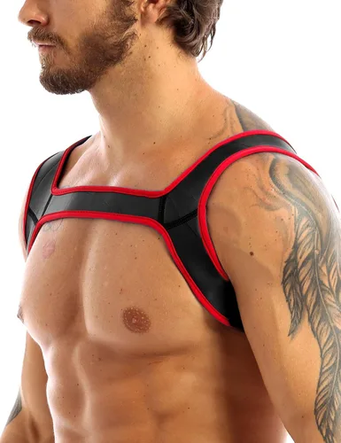 Miniatura 2 de ACSUSS Arnés ajustable de neopreno para hombre, correa de hombro, protector de músculos, ropa de club