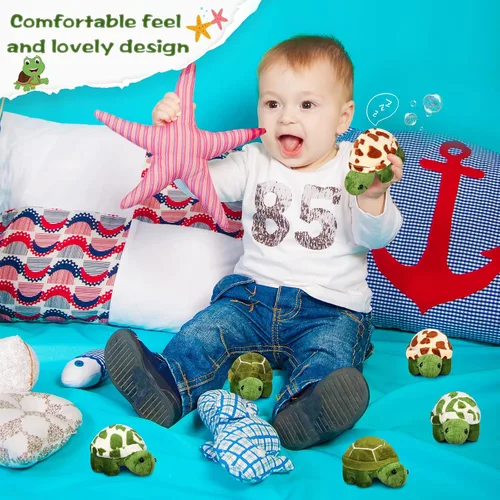 Miniatura 5 de Skylety 12 piezas de mini tortuga de juguete de peluche suave animal marino pequeño juguete de peluche tortuga lindo animal de peluche para adultos