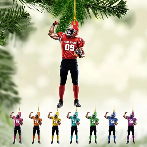 Miniatura 17 de Adornos de fútbol personalizados, hombreras y casco, adorno de Navidad, regalo de jugador estadounidense, regalo para niños y niñas, decoración