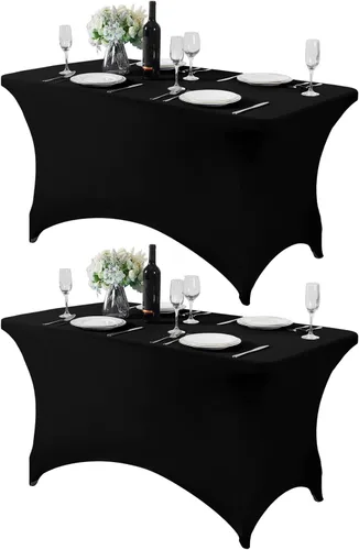 Miniatura 38 de Mantel de elastano para mesas de 4, 6 u 8 pies, mantel elástico universal ajustable para fiestas, banquetes, bodas y eventos - Verde manzana