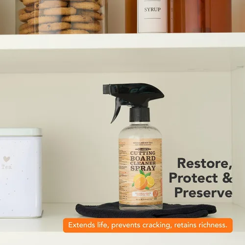 Miniatura 4 de CLARK'S Limpiador en aerosol natural para tablas de cortar, con paño de microfibra, para encimera de madera, ingredientes puros, agua filtrada