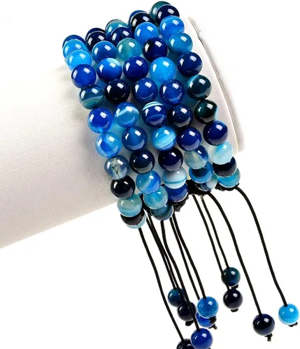 Miniatura 2 de Massive Beads - Pulsera de cuentas de cristales de macramé con poder curativo natural, unisex, ajustable, 516 pulgadas (8 mm)