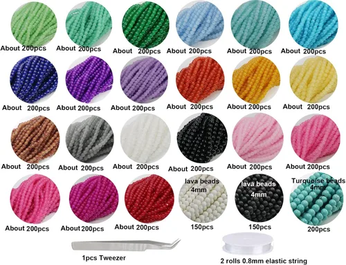 Miniatura 2 de Cuentas de vidrio de 0.157 pulgadas a granel para hacer joyas, 4700 piezas redondas de cuentas de jade de imitación para pulseras y pulseras