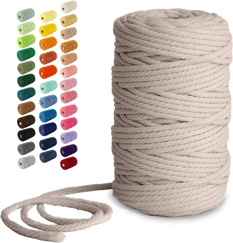 Miniatura 101 de Nook Theory - Cuerda de macramé de 3 mm, 220 yardas de cuerda de algodón, hilo de 4 mm y 5 mm, cuerda para manualidades, perfecta para colgantes