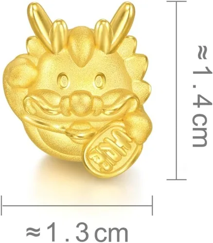 Miniatura 5 de CHOW SANG SANG 999 24K oro sólido mini encanto Maneki Usagi Dragon Charm pulsera para mujer 94301C, Metal