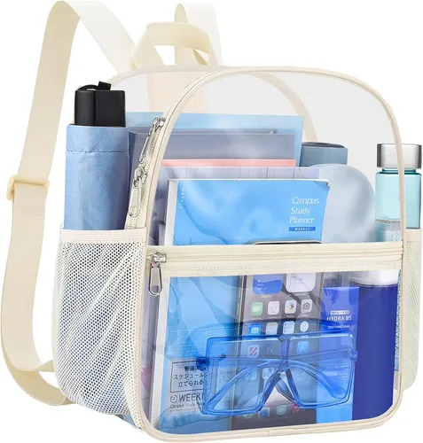Miniatura 19 de Busiuw Mochila Transparente para Eventos de Estadio 12x12x6 Mini Pequeñas Mochilas Deportivas para Fanáticos, Aguamarina