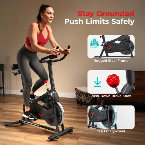 Miniatura 4 de Sunny Health & Fitness Smart Magnetic Indoor Cycling Bike, Stationary Exercise Cardio Equipment, Free SunnyFit Training App