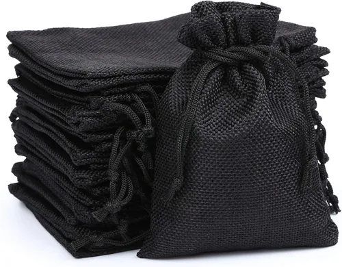 Miniatura 11 de Naler 24 bolsas de arpillera de 3.9 x 5.5 pulgadas con cordones, bolsas de regalo de lino, bolsas de joyería para bodas, recuerdos de fiesta, Azul