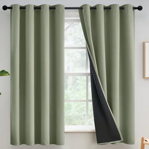 Miniatura 89 de Yakamok Cortinas negras, cortinas de ventana con aislamiento térmico y eficiencia energética para dormitorio, cortinas opacas completas y cortinas