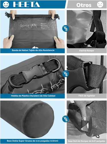 Miniatura 4 de HEETA Bolsa Seca Impermeable para Mujeres y Hombres, 5L/10L/20L/30L/40L Tapa Enrollable Bolsa de Almacenamiento Seca Ligera Mochila con Funda