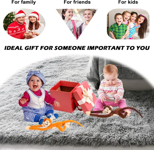 Miniatura 6 de zhidiloveyou 2 piezas de mono de peluche colgante de peluche lindo mono de juguete para niños adultos, 27.6 pulgadas Marrón oscuro+marrón claro