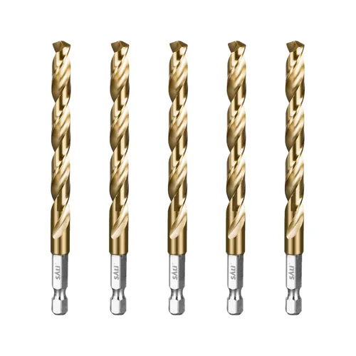 Juego de brocas de cobalto SALI, paquete de 5 brocas de 5/16 pulgadas de acero de alta velocidad con vástago hexagonal brocas Jobber, para madera