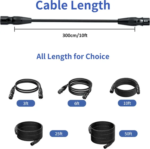 Miniatura 6 de SMALL-EYE Cable DMX de 5 pines de 10 pies, paquete de 4 cables macho a hembra de iluminación de escenario DMX512 (10 pies)