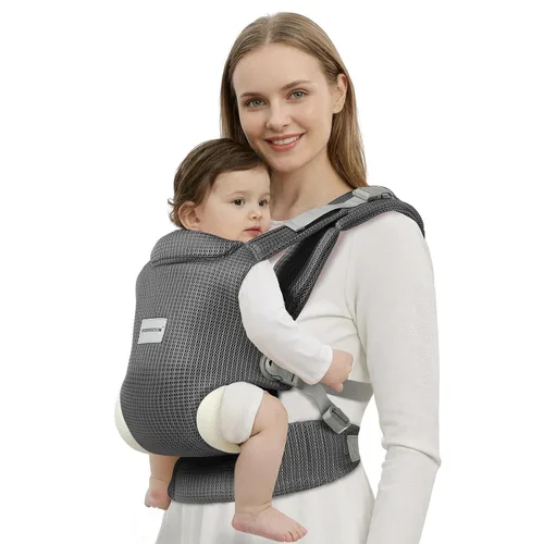 Miniatura 8 de MISSWISDOM Portabebés para bebé de recién nacido a niño pequeño, portabebés ajustable fácil para niños pequeños de 3 a 13.6 kg, portabebés Negro