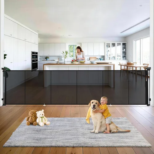 Miniatura 15 de Puertas retráctiles para bebés de 236 pulgadas, puerta para perros extra ancha, puerta de seguridad para niños y mascotas de 42 pulgadas de alto