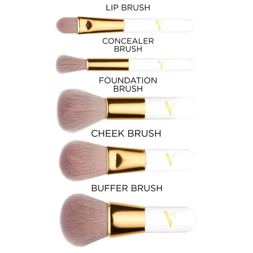 Miniatura 5 de Veil Cosmetics Pro On The Go - Juego de brochas de maquillaje de 5 piezas 1 cepillo corrector, 1 brocha de base, 1 cepillo de labios, 1 cepillo
