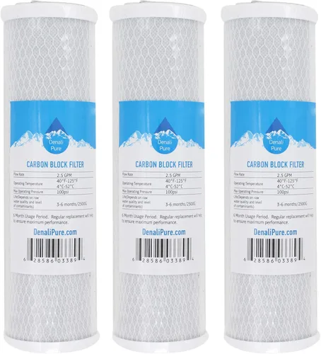 Paquete de 3 filtros de repuesto para filtro de bloque de carbón activado Purenex NT-1, filtro universal de 10 pulgadas compatible con Purenex 2
