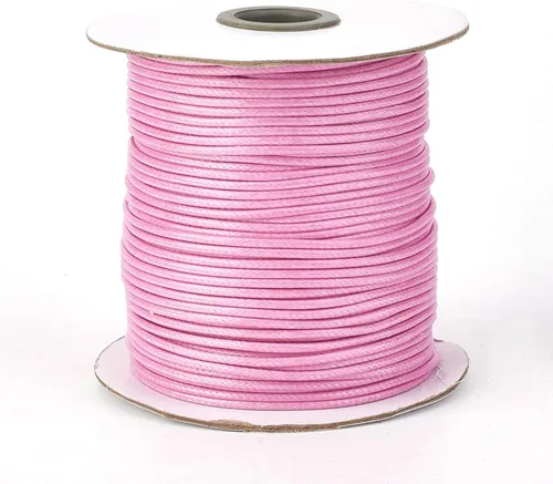 Miniatura 28 de Cordón de poliéster encerado coreano de 100 yardas, hilo de cordón trenzado beige para collar, cuerda de alambre de 0.079 pulgadas con carrete
