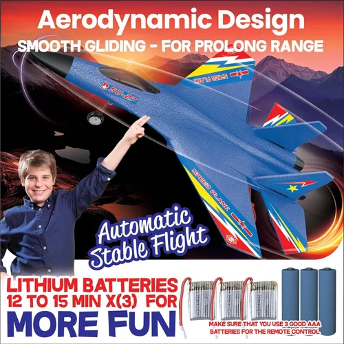 Miniatura 2 de Avión RC 2.4Ghz Control remoto RTF Jet - 2 canales Su-27 aviones anticaídas - Planeador fácil de volar con estabilización giroscópica adecuado