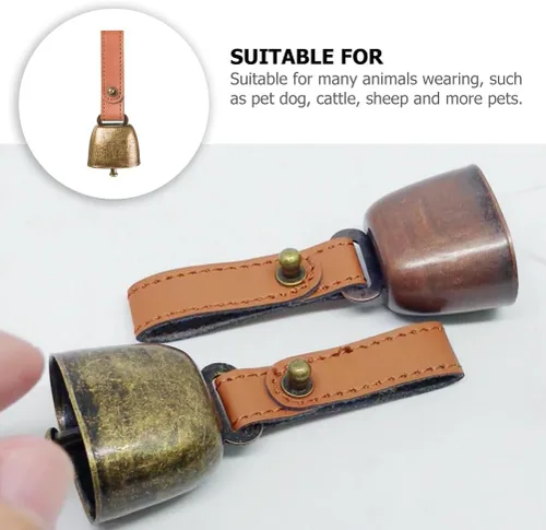 Miniatura 6 de 1 collar de perro, campanas de hierro para vaca, hacedores de ruido, perro de campo, vaca, oveja, ganado, campana con correa de botón de cuero