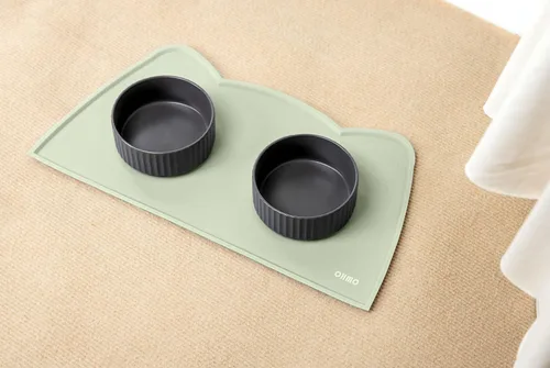 Miniatura 43 de OHMO - Tapete de silicona para alimentos para gatos, tapete de alimentación de mascotas para el piso, antideslizante e impermeable, bandeja de agua