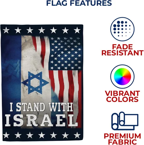 Miniatura 5 de Bandera de jardín I Stand with Israel de 12.5 x 18 pulgadas, bandera de doble cara para Israel, América Israel Friendship, bandera de Israel judía
