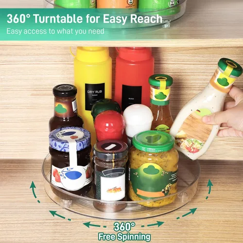 Miniatura 4 de Optish Paquete de 4 organizadores Lazy Susan, tocadiscos Lazy Susan de 9.5 pulgadas para gabinete, organizador de refrigerador para organizadores