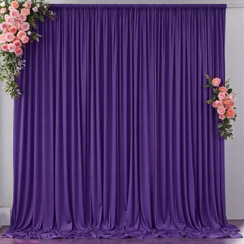 Miniatura 91 de Cortinas de telón de fondo blanco de 30 pies x 8 pies para fiestas de boda, 6 paneles de 5 pies x 8 pies, cortinas de fotografía de poliéster sin