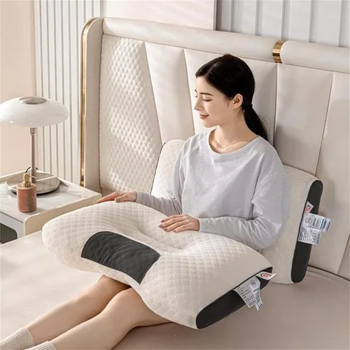 Almohada ergonómica de contorno ortopédico de tracción para el cuello del hombro, alivio del dolor de cuello, para dormir de lado, soporte cervical